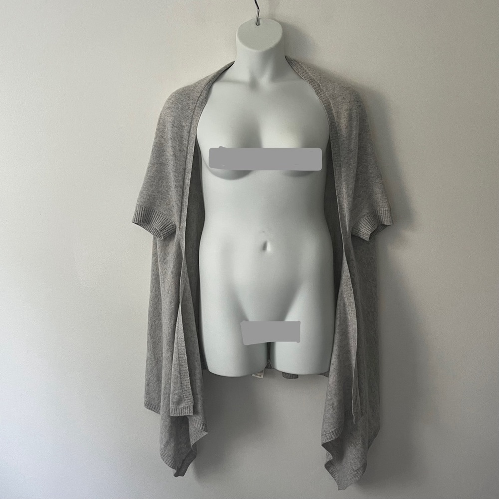 Anthropologie Moth 100% Cashmere Long Cardigan Sweater Gray Short Sleeve OS